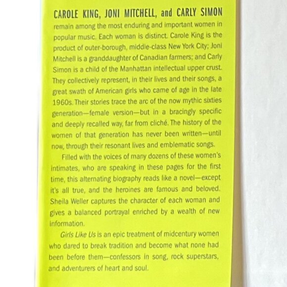 Girls Like Us: Carole King/Joni Mitchell/Carly Simon by Sheila Weller, Hardcover - Picture 3 of 8